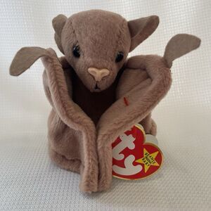 Ty Beanie Baby Batty the Bat 1996 PVC Pellets Retired Vintage With Tags Brown